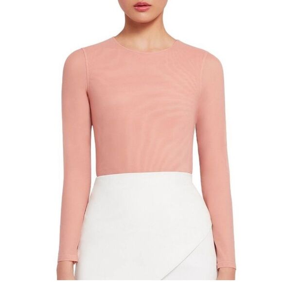 Alice + Olivia Nara Mesh Bodysuit Rose Tan Size XS EUC
